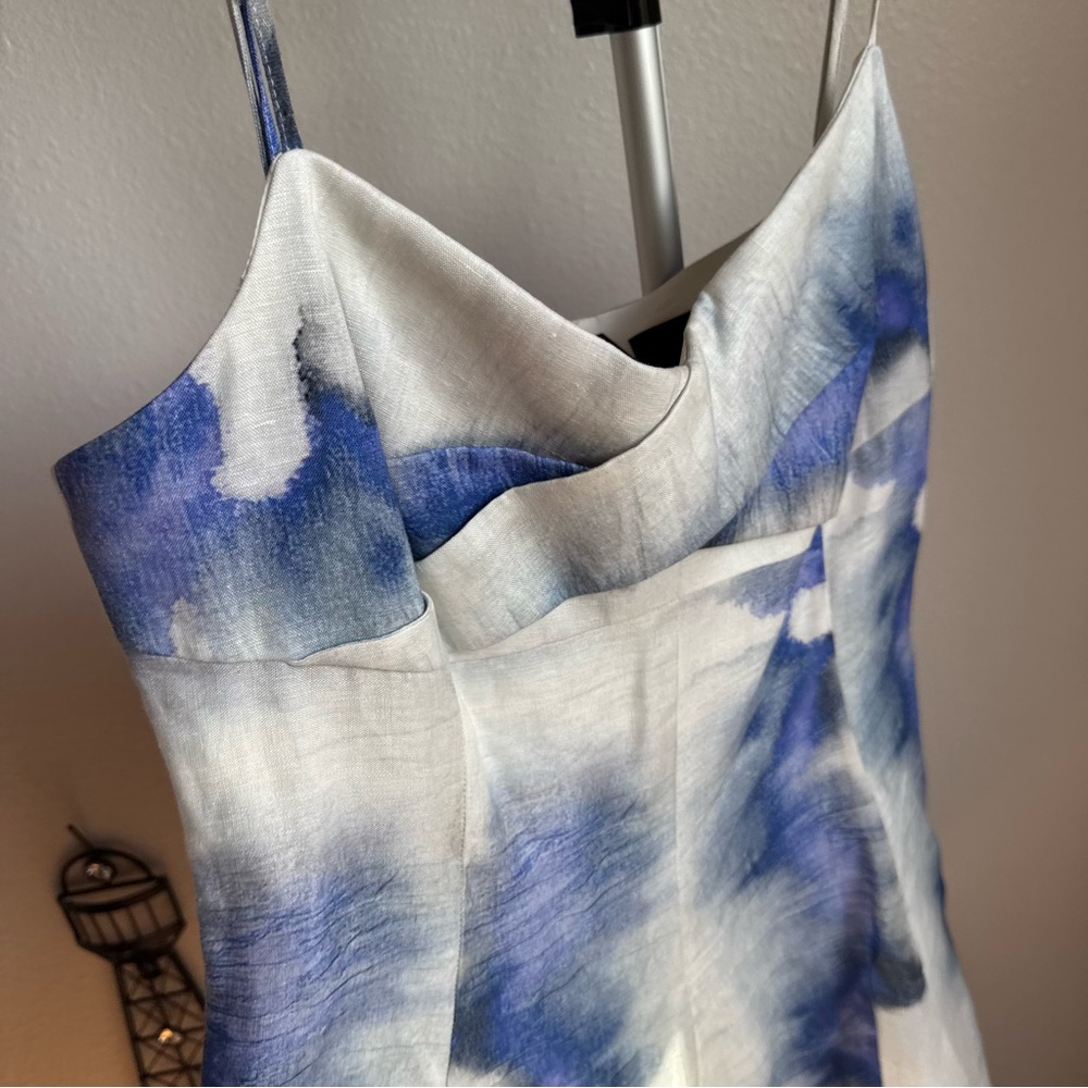 NWT Muse by Marchesa Chloe Dye Print A-Line Linen Dress Sz 12 - Picture 6 of 11